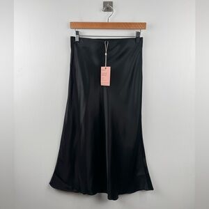Quince Black Satin Skirt